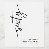 Elegante Script Zestig 60e Verjaardag Wijn Etiket (Enkel label)