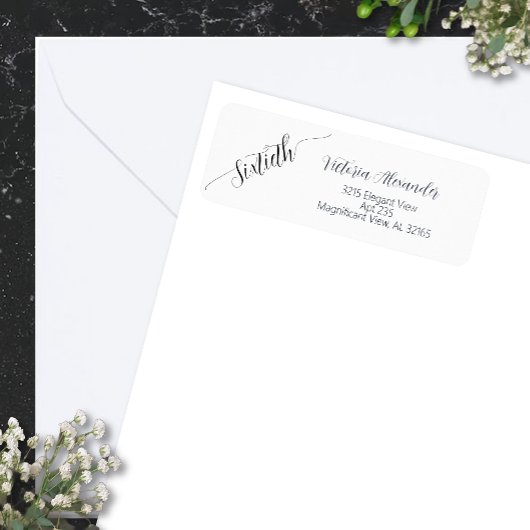 Elegante Script Zestigste Verjaardagsviering Etiket