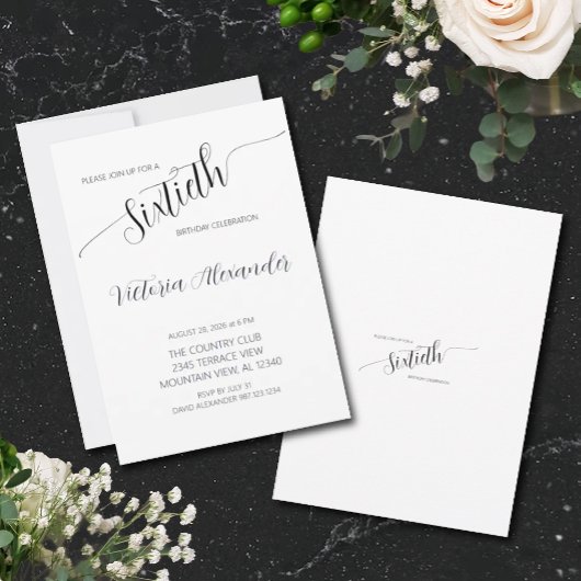 Elegante Script Zestigste Verjaardagsviering Kaart