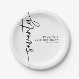 Elegante Script Zeventig 70ste Verjaardag Papieren Bordje