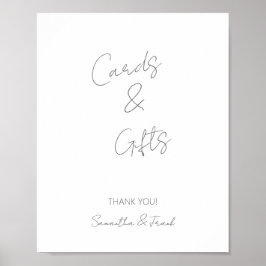 Elegante Script Zilveren Kaart en Cadeau Poster