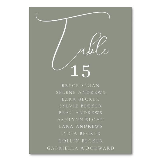 Elegante script zitplaatsen kaart (Achterkant)