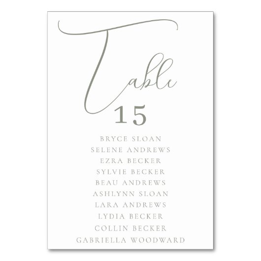 Elegante script zitplaatsen kaart (Achterkant)