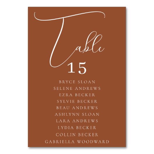 Elegante script zitplaatsen kaart (Voorkant)