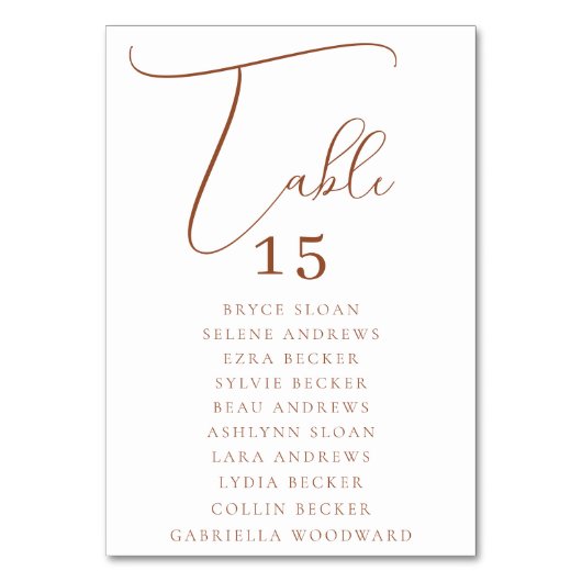 Elegante script zitplaatsen kaart (Achterkant)