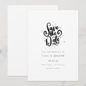 Elegante Script Zwart en Wit Save the Date Kaart (Voorkant / Achterkant)
