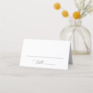 Elegante script zwart-wit bruiloft plaatskaartje