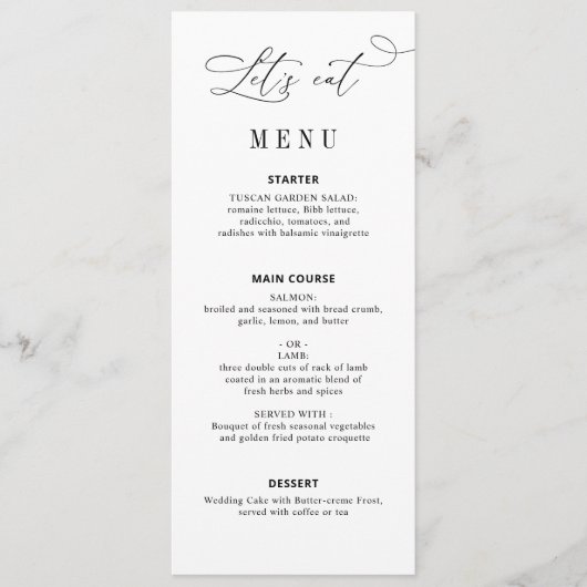 Elegante script zwart-wit bruiloft website menu (Voorkant)