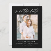 Elegante script zwart-wit foto save the date (Voorkant)