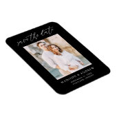 Elegante Script Zwart-Wit Foto Save The Date Magneet (Rechterzijde)