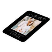 Elegante Script Zwart-Wit Foto Save The Date Magneet (Linkerzijde)
