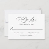 Elegante Script Zwart-Wit Huwelijk RSVP Kaart (Voorkant)