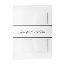 Elegante Script Zwart-Wit Huwelijk Uitnodigingen Wikkel