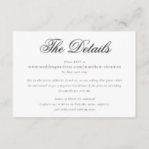 Elegante script zwart-wit huwelijksdetails