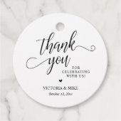Elegante script zwart-wit huwelijksgunst Bedankt Bedankjes Labels (Voorkant)