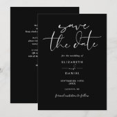 Elegante Script Zwart-Wit QR Code Trouwkaart Save The Date (Voorkant / Achterkant)
