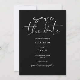 Elegante Script Zwart-Wit QR Code Trouwkaart Save The Date