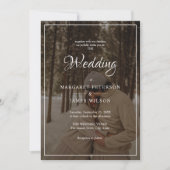 Elegante Script Zwart & Wit Rand Foto Bruiloft Kaart (Voorkant)
