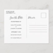 Elegante script zwart-wit save-the-date aankondigingskaart (Achterkant)