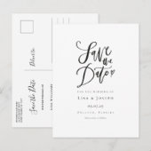 Elegante script zwart-wit save the date aankondigingskaart (Voorkant / Achterkant)
