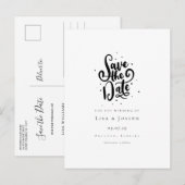 Elegante script zwart-wit save the date aankondigingskaart (Voorkant / Achterkant)