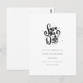 Elegante script zwart-wit Save the Date Briefkaart (Voorkant / Achterkant)