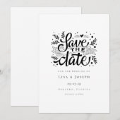 Elegante script zwart-wit Save the Date Kaart (Voorkant / Achterkant)