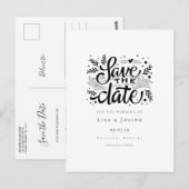 Elegante script zwart-wit save-the-datekaart briefkaart (Voorkant / Achterkant)