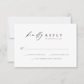Elegante Script Zwart Witte Eenvoudige Trouw RSVP Kaartje (Voorkant)
