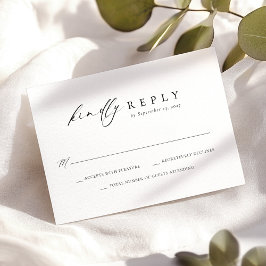 Elegante Script Zwart Witte Eenvoudige Trouw  RSVP Kaartje