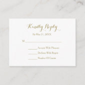 Elegante script zwarte goud witte RSVP kaart (Voorkant)