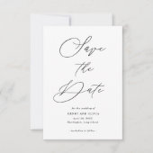 Elegante scriptfoto aan achterzijde, petite trouwk save the date (Voorkant)