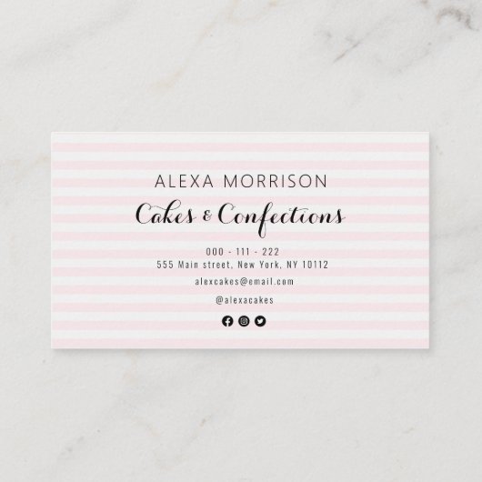 elegante scriptholografische cake bakkerij visitekaartje (Achterkant)