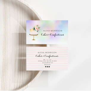 elegante scriptholografische cake bakkerij visitekaartje