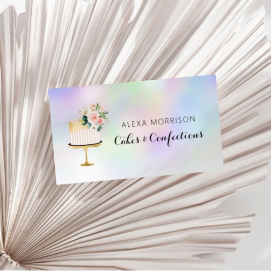 elegante scriptholografische cake bakkerij visitekaartje