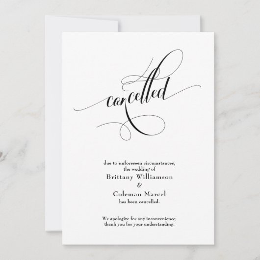 Elegante scriptie afgeblazen huwelijksaankondiging kaart (Voorkant)