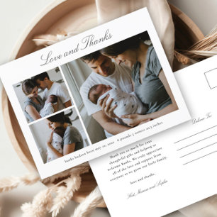 Elegante Scriptie Baby Foto Aankondiging Bedankt  Briefkaart