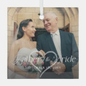 Elegante scriptie bruidegom foto herinnering glas ornament (Voorkant)