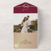 Elegante Scriptie Burgundy Bruiloft All In One Uitnodiging (Buitenkant)
