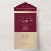 Elegante Scriptie Burgundy Bruiloft All In One Uitnodiging (Binnen)