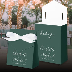 Elegante Scriptie Emerald Groen Huwelijk Bedankdoosjes