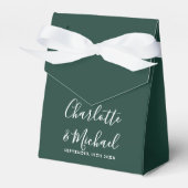 Elegante Scriptie Emerald Groen Huwelijk Bedankdoosjes (Voorkant Zijde)