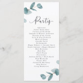 Elegante Scriptie Eucalyptus Huwelijksceremonie Programmakaart (Achterkant)