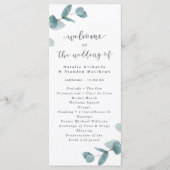 Elegante Scriptie Eucalyptus Huwelijksceremonie Programmakaart (Voorkant)