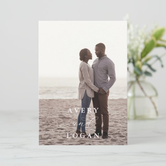 Elegante Scriptie Foto Trouw Uitnodiging (Staand voorkant)