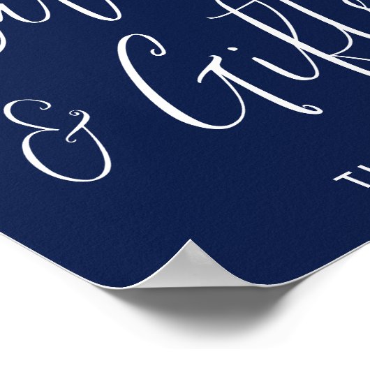 Elegante scriptie Navy afstudeerkaarten en -cadeau Poster (Hoek)
