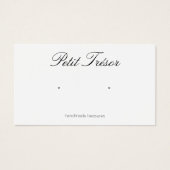 Elegante scriptie platte witte oorbellen displayka visitekaartje (Voorkant)