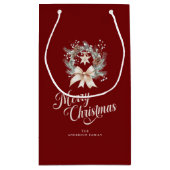 Elegante Scriptie Prettig Kerstfeest Krans Klein Cadeauzakje (Achterkant)