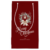 Elegante Scriptie Prettig Kerstfeest Krans Klein Cadeauzakje (Voorkant)
