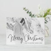 Elegante Scriptie Prettig Kerstmis Foto Feestdagenkaart (Staand voorkant)